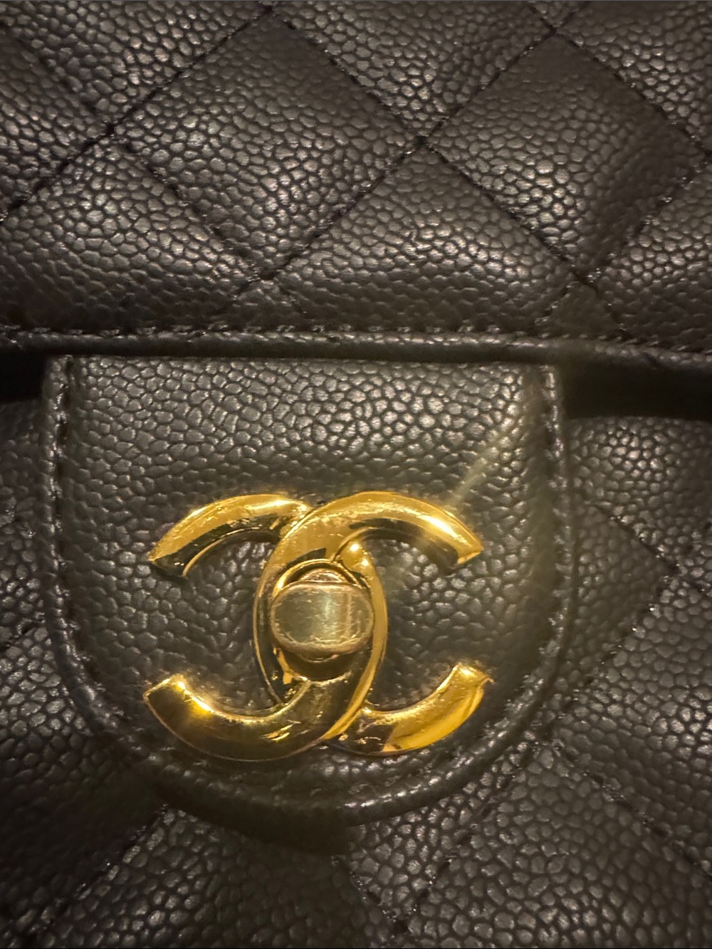Chanel Classic Black Quilted Caviar leather Jumbo Size - Picture 3 of 16